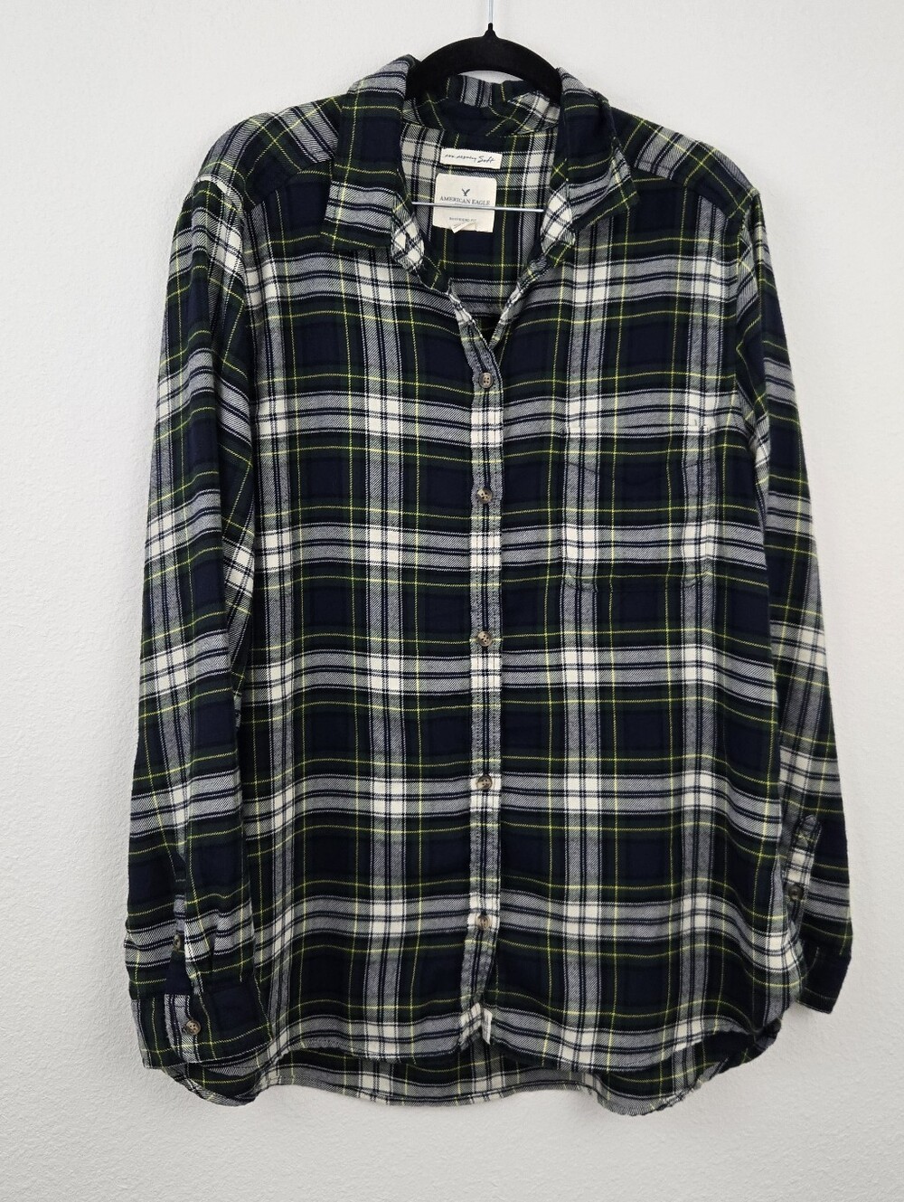 American Eagle Ahhmazingly Soft Boyfriend Fit Lightweight Button Down